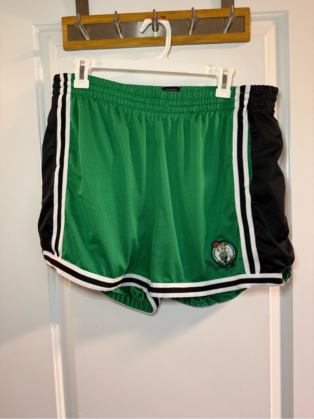 NBA Green Women's Athletic Shorts with Black Side Panels